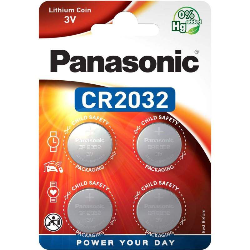4 Piles CR2032 Panasonic Bouton Lithium 3V