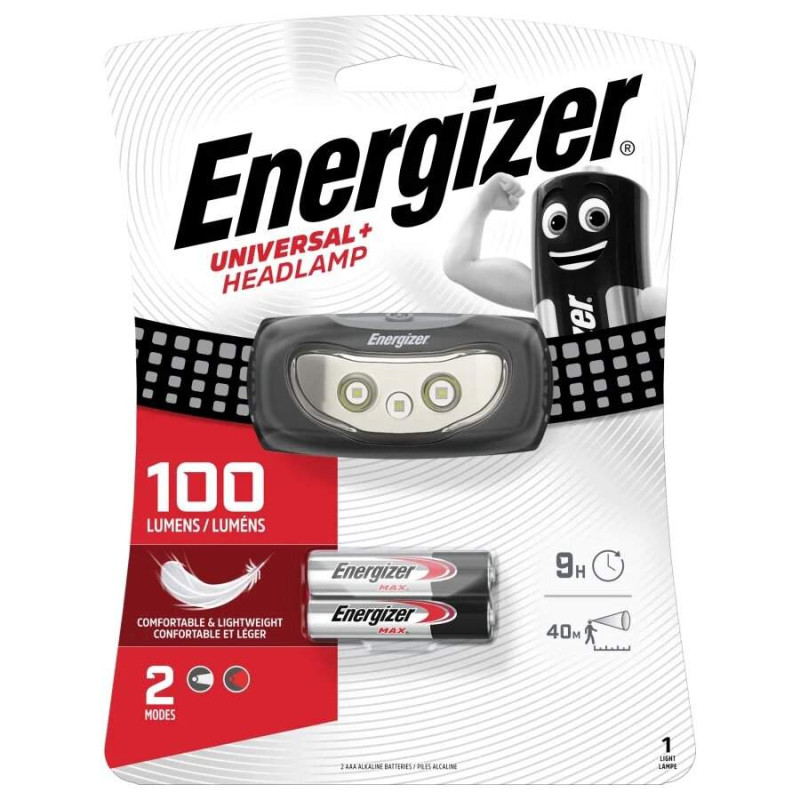 Frontale Energizer Universal+ Headlamp 80lm avec 2 piles AAA