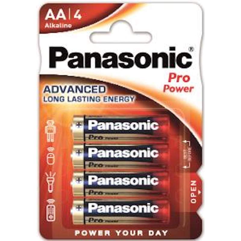 4 Piles Alcalines AA / LR6 Panasonic Pro Power