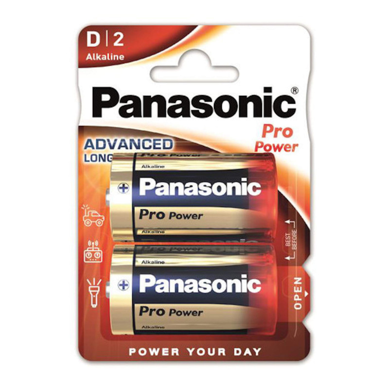 2 Piles Alcalines D / LR20 Panasonic Pro Power
