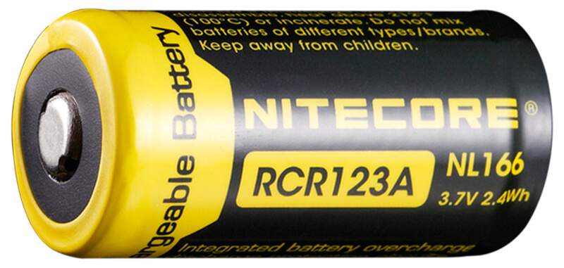Pile Rechargeable RCR123A 16340 NiteCore NL166 3,7V 650mAh