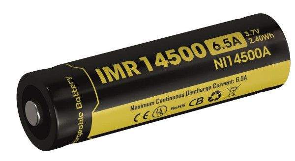 Pile Rechargeable IMR14500 NiteCore NL14500A 3,7V 650mAh 6,5A