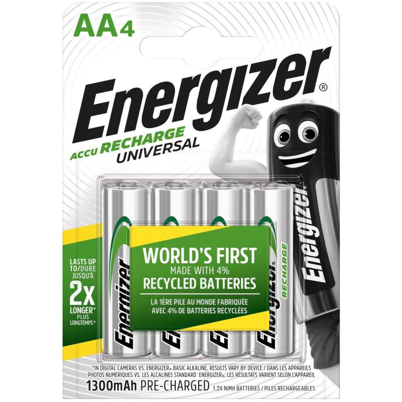 4 Piles Rechargeables AA / HR6 1300mAh Energizer Universal