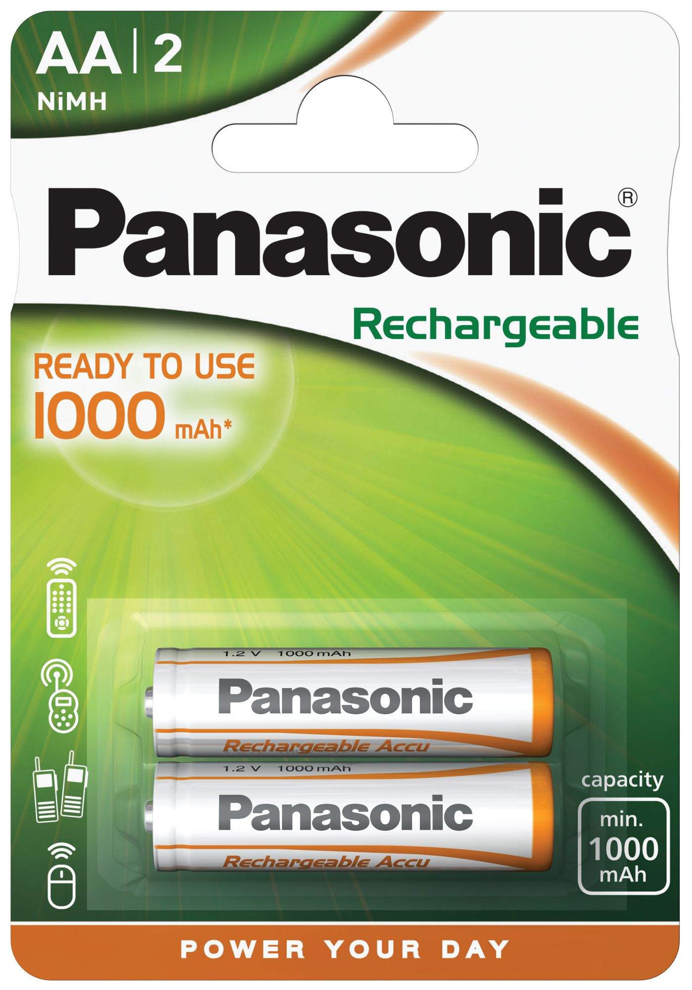2 Piles Rechargeables AA / HR6 1000mAh Panasonic for DECT