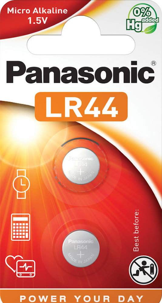 2 Piles LR44 / V13GA / A76 Panasonic Alcaline 1,5V