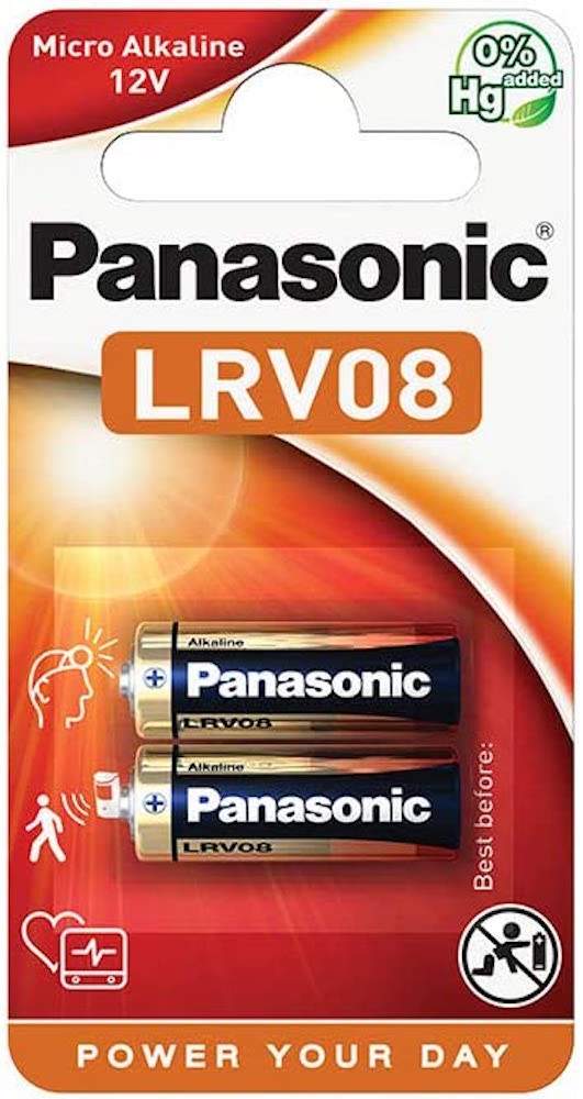 2 Piles LRV08 / GP23 / MN21 / L1028 / V23GA Panasonic Alcaline 12V