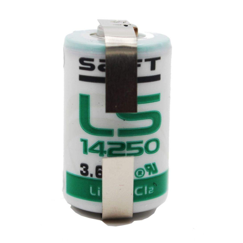 Pile LS14250 / CR1/2AA Cosses à Souder en U Saft Lithium 3,6V