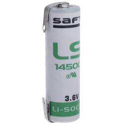 Pile LS14500 / AA Cosses à Souder en U Saft Lithium 3,6V