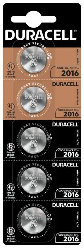 Duracell Lithium 3V CR2016 par 5