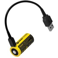 Pile Rechargeable via USB RCR123A 16340 NiteCore NL1665R 3,6V 650mAh (Cable non fourni)