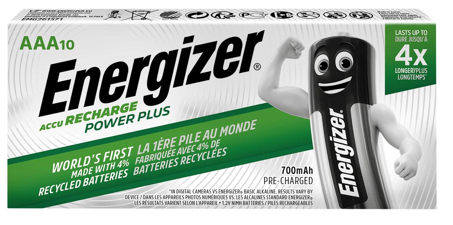 10 Piles Rechargeables AAA / HR03 700mAh Energizer Power Plus