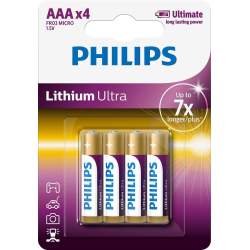4 Piles Lithium AAA / FR03 Philips Lithium Ultra