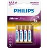 4 Piles Lithium AAA / FR03 Philips Lithium Ultra