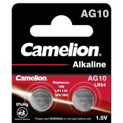 2 Piles AG10 / LR54 / LR1130 / 189 Camelion Alcaline 1,5V