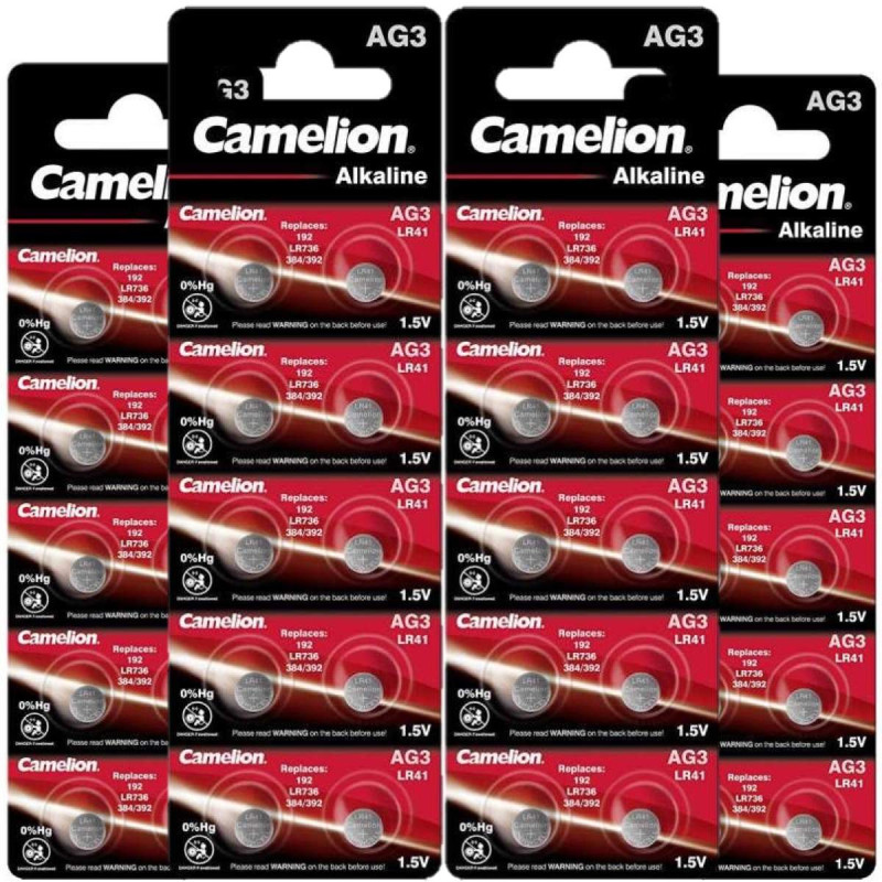 40 Piles LR41 / AG3 / 392 / 192 Camelion Alcaline 1,5V
