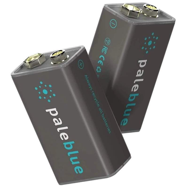 2 Piles Rechargeables USB 9V / 6LR61 450mAh PaleBlue Lithium Ion 9V