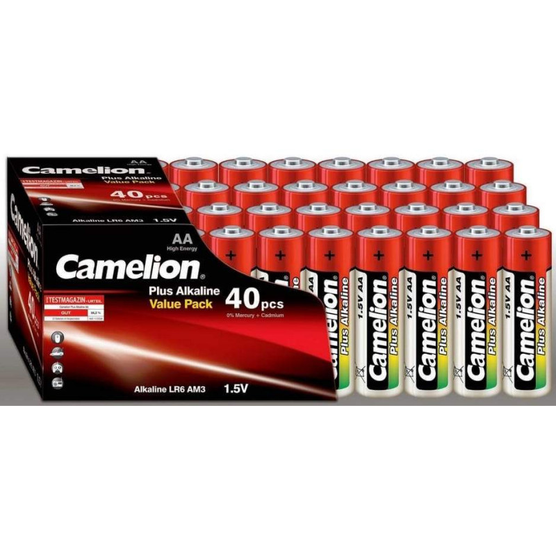 40 Piles Alcalines AA / LR6 Camelion Alcaline Plus