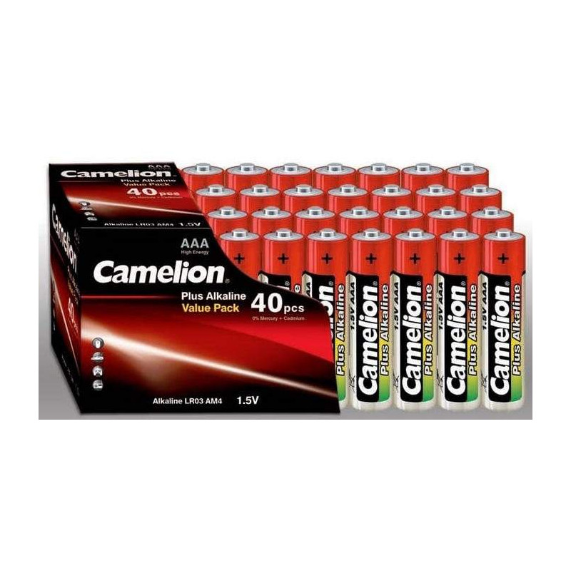 40 Piles Alcalines AAA / LR03 Camelion Alcaline Plus