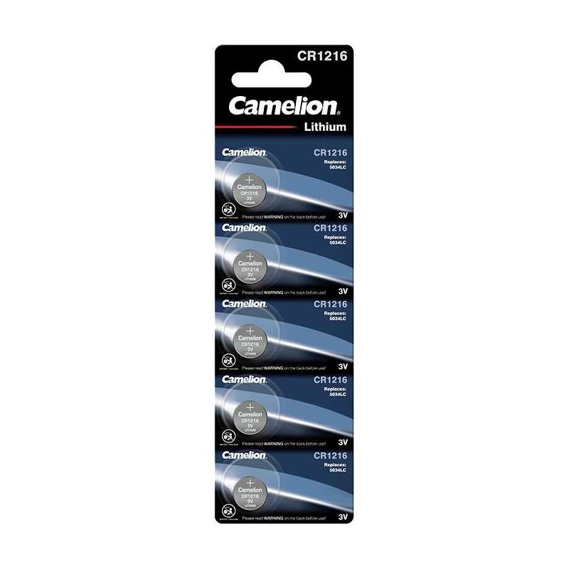 5 Piles CR1216 / 5034LC Camelion Bouton Lithium 3V