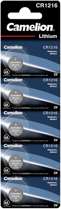 5 Piles CR1216 / 5034LC Camelion Bouton Lithium 3V