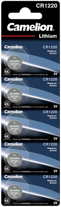 5 Piles CR1220 / 5012LC Camelion Bouton Lithium 3V
