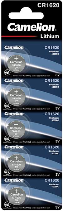 5 Piles CR1620 / 5009LC Camelion Bouton Lithium 3V