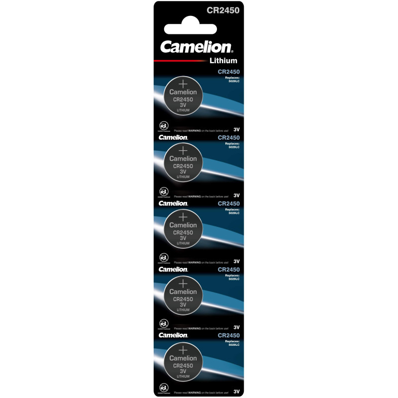 5 Piles CR2450 / 5029LC Camelion Bouton Lithium 3V