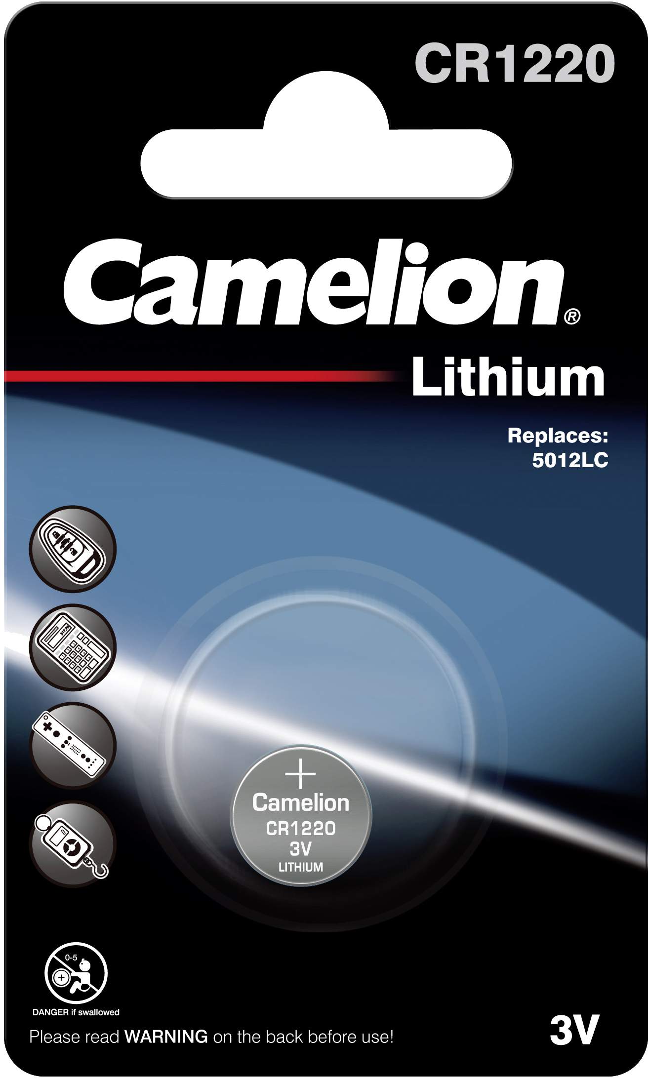 Pile CR1220 / 5012LC Camelion Bouton Lithium 3V