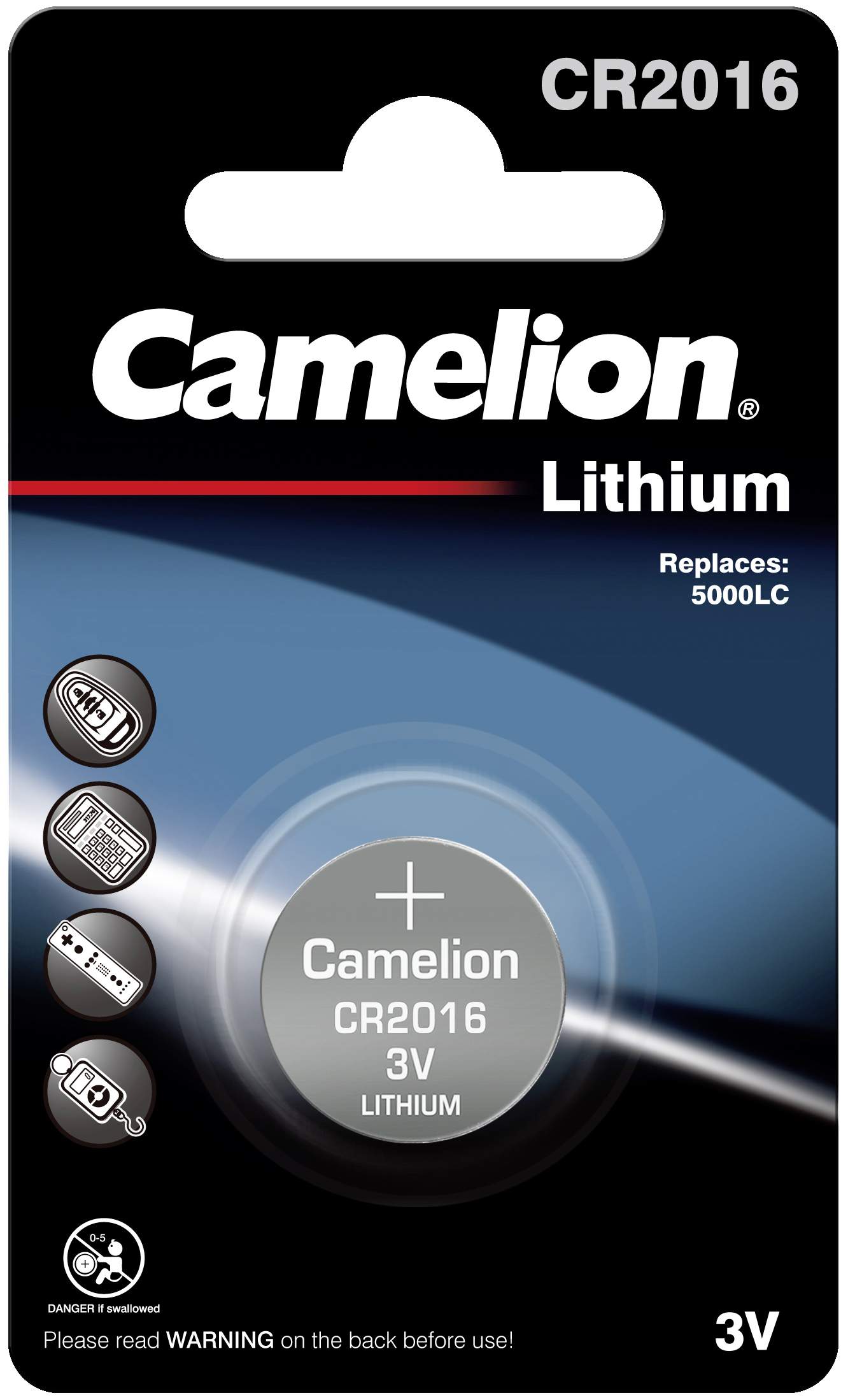 Pile CR2016 / 5000LC Camelion Bouton Lithium 3V