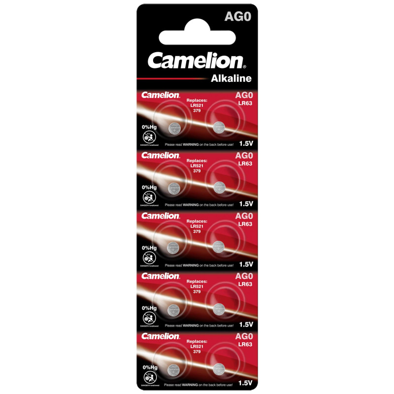 10 Piles AG0 / LR521 / 379 Camelion Alcaline 1,5V