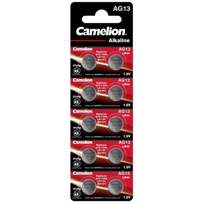 10 Piles AG13 / LR44 / LR1154 / 1166A Camelion Alcaline 1,5V