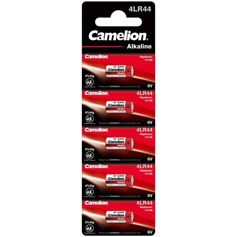 5 Piles 4LR44 / 1414A / A544 Camelion Alcaline 6V