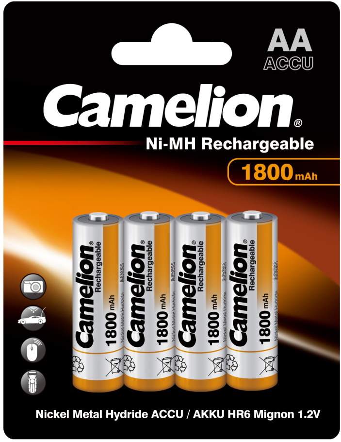 4 Piles Rechargeables AA / HR6 1800mAh Camelion