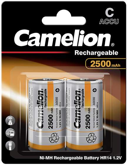 2 Piles Rechargeables C / HR14 2500mAh Camelion