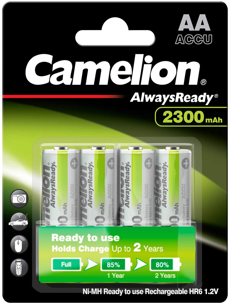 4 Piles Rechargeables AA / HR6 2300mAh Camelion Always Ready