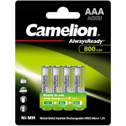 4 Piles Rechargeables AAA / HR03 800mAh Camelion Always Ready