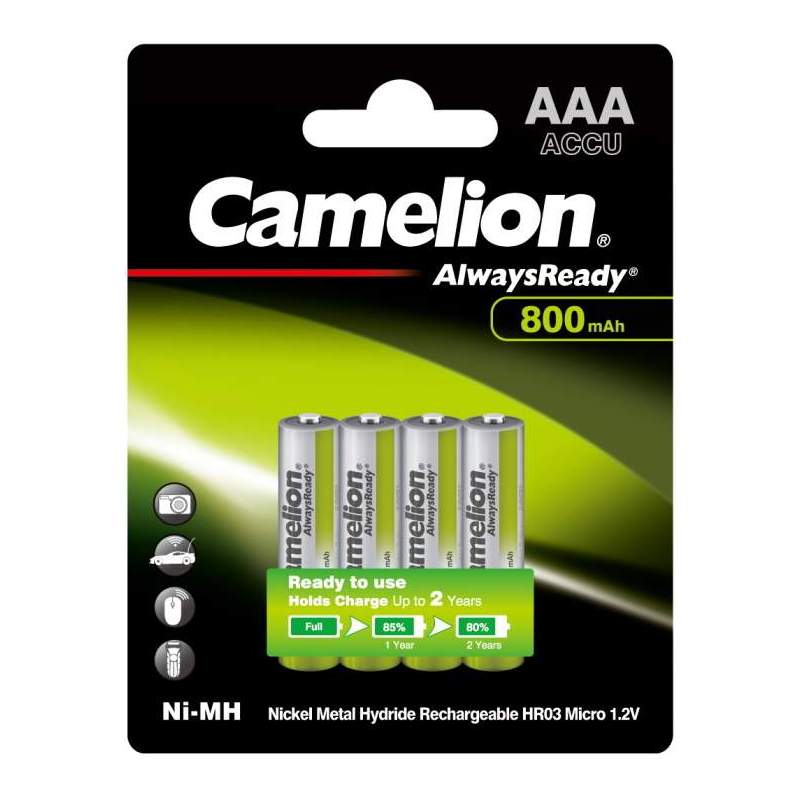 4 Piles Rechargeables AAA / HR03 800mAh Camelion Always Ready