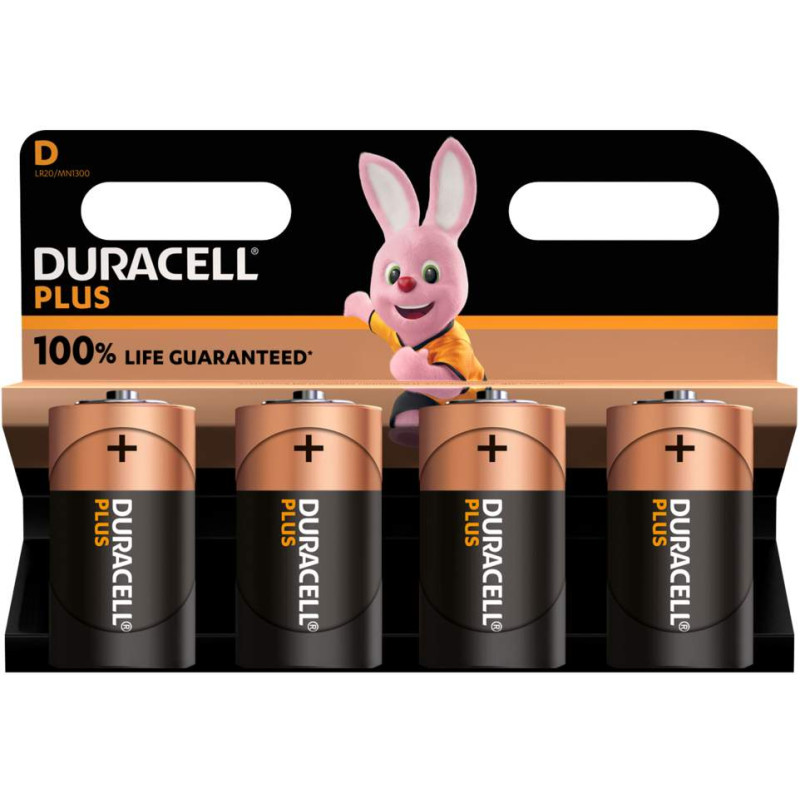 Duracell Alcaline Plus D / LR20 par 4