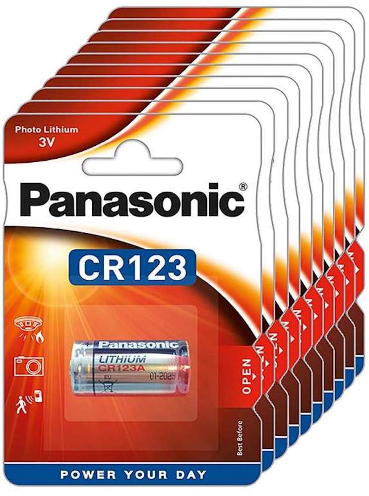 10 Piles CR123 Panasonic Lithium 3V