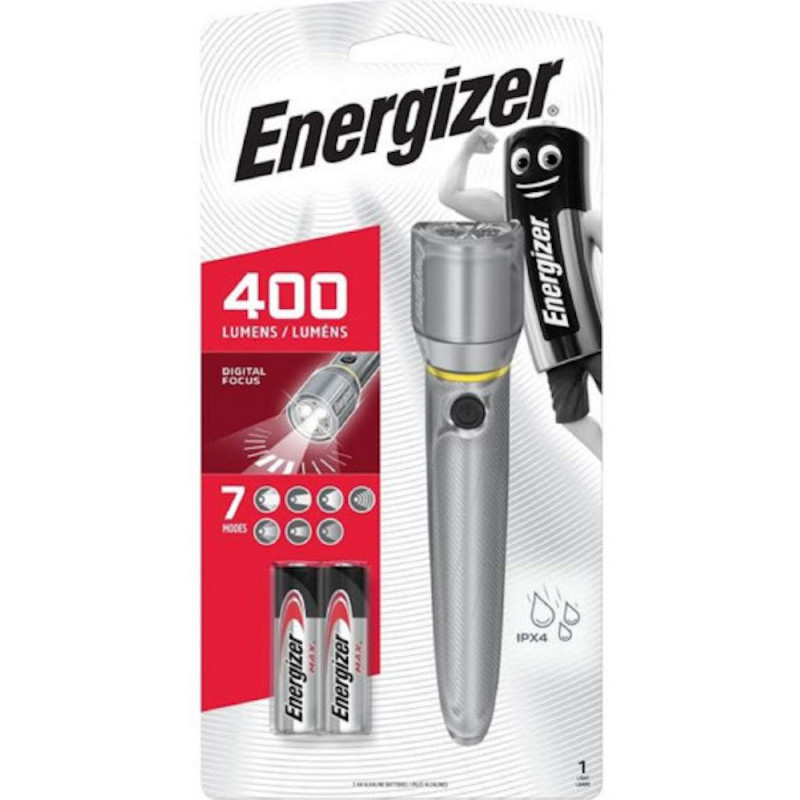 Torche Energizer Vision HD Focus 400lm avec 2 piles AA