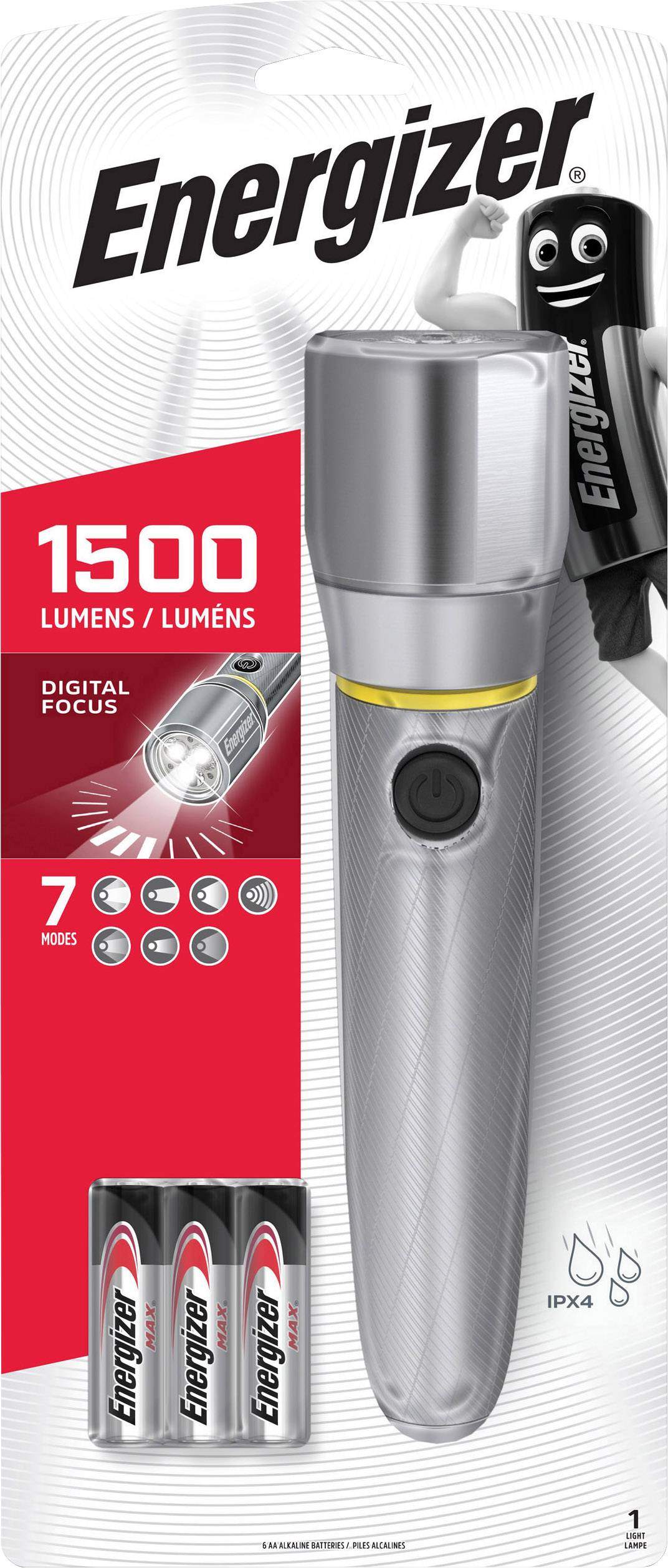 Torche Energizer Vision HD Focus 1500lm avec 6 piles AA