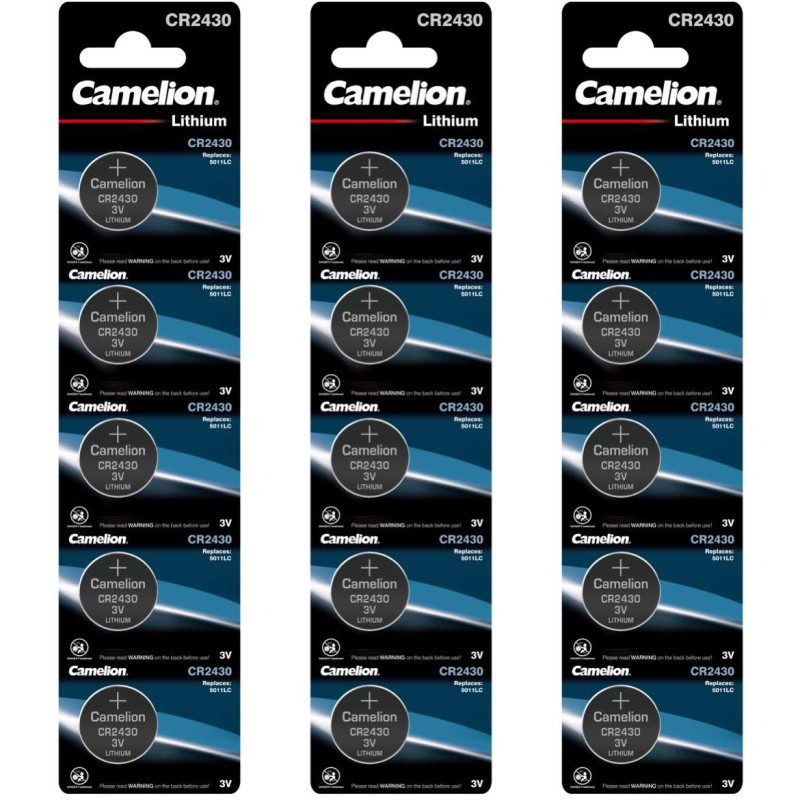 15 Piles CR2430 Camelion Bouton Lithium 3V