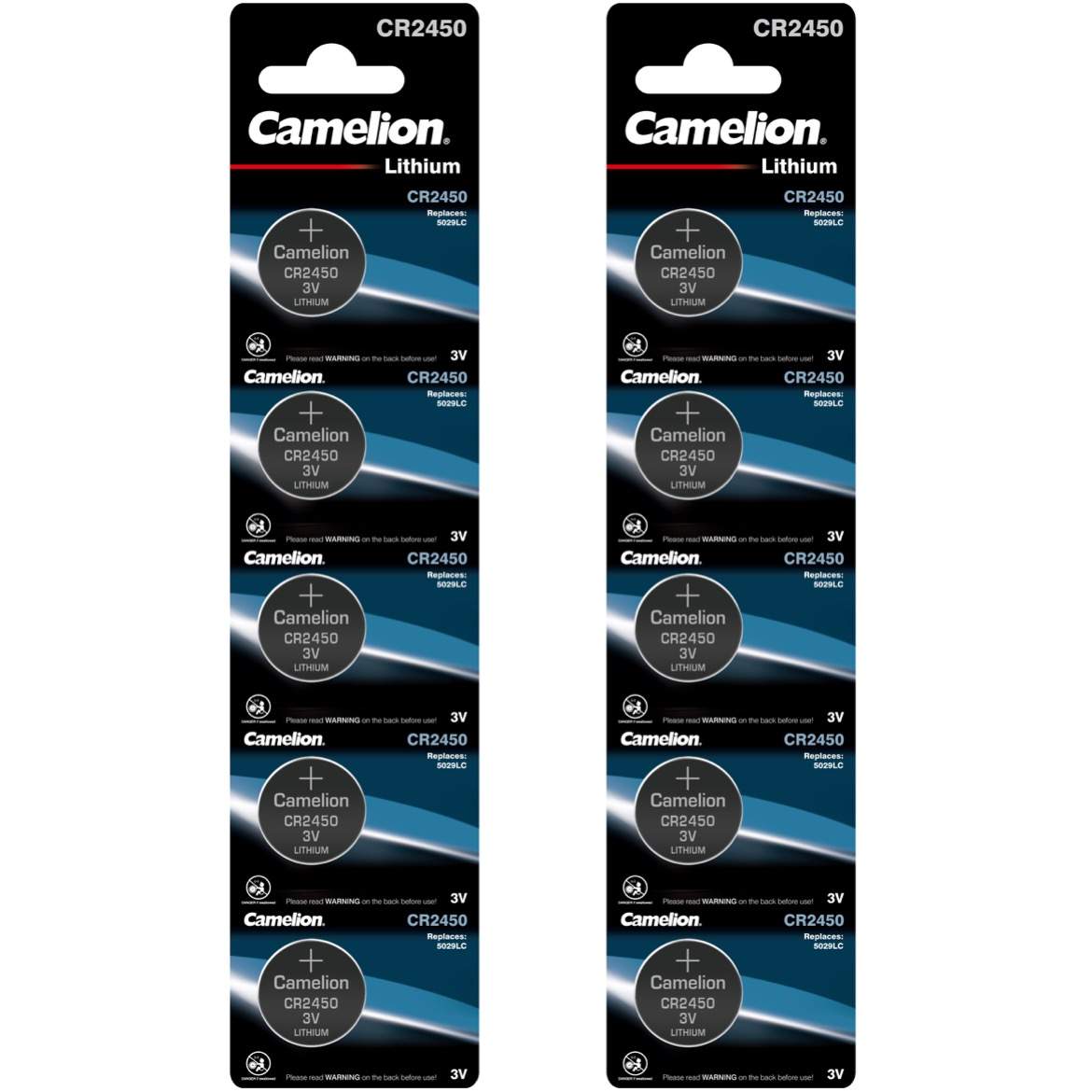 10 Piles CR2450 / 5029LC Camelion Bouton Lithium 3V