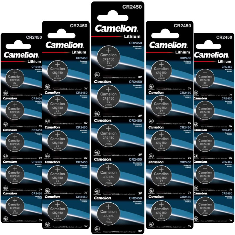25 Piles CR2450 / 5029LC Camelion Bouton Lithium 3V