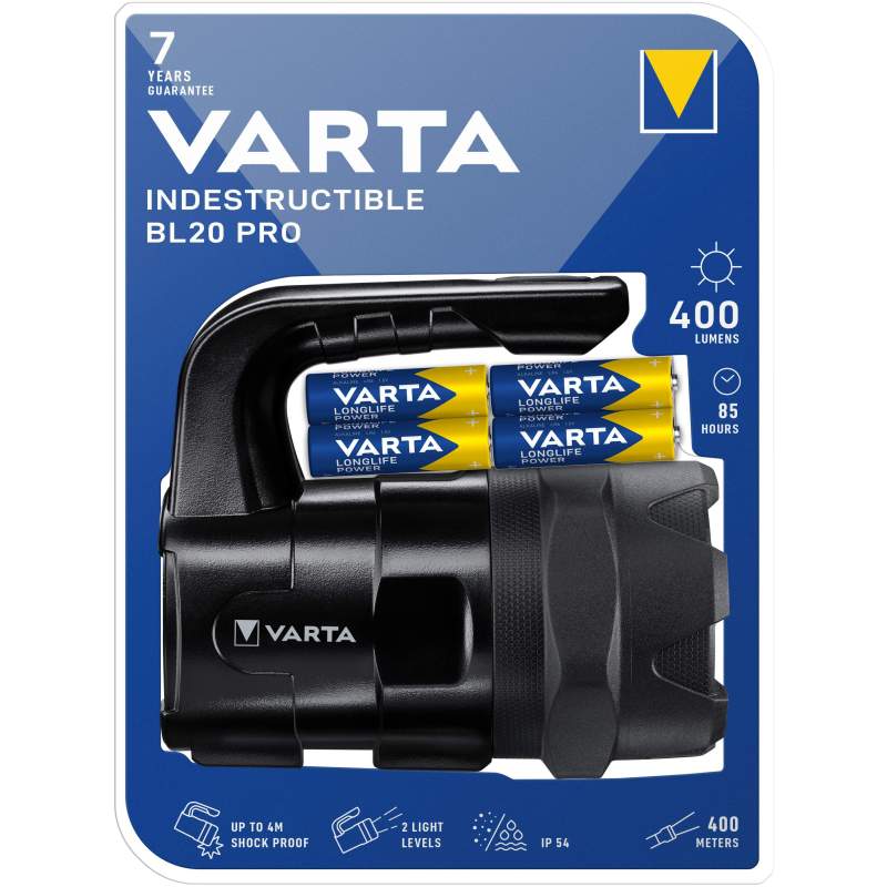 Phare Varta Indestructible BL20 Pro avec 6 piles AA