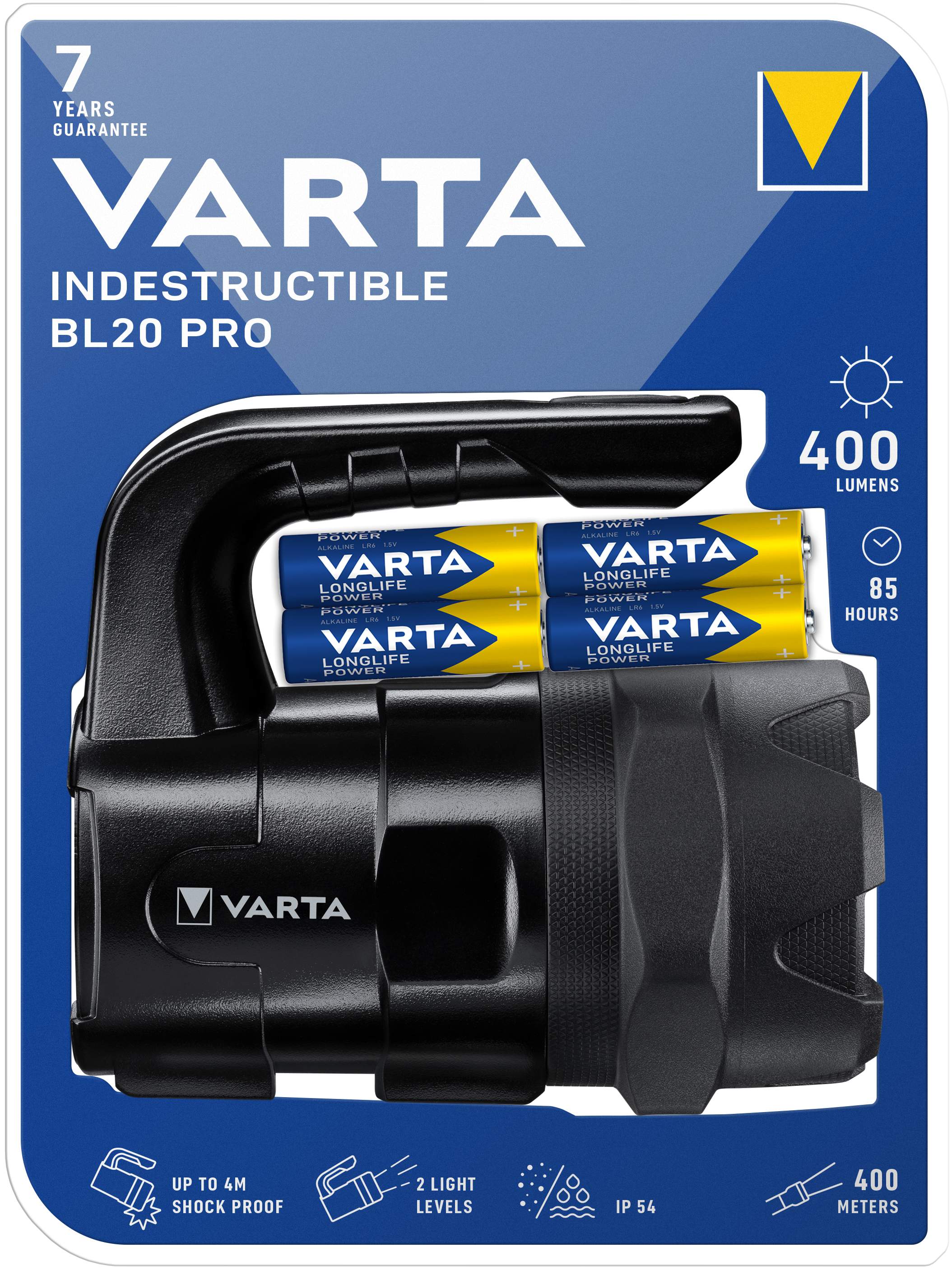 Phare Varta Indestructible BL20 Pro avec 6 piles AA