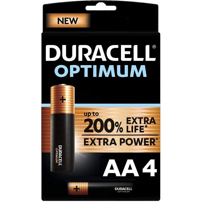 4 Piles Alcalines AA / LR6 Duracell Optimum