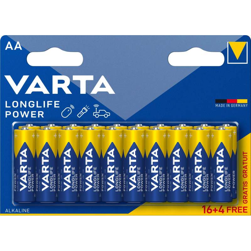 16+4 Piles Alcalines AA / LR6 Varta LongLife Power