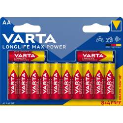 8+4 Piles Alcalines AA / LR6 Varta LongLife Max Power