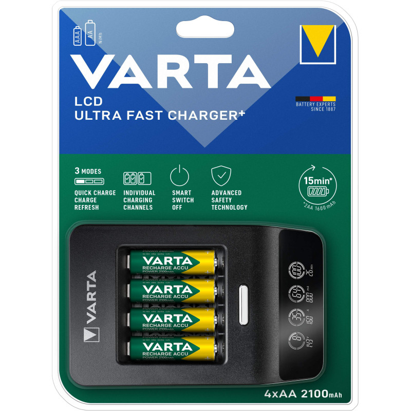 VARTA LCD ULTRA FAST CHARGER+ INCL. 4AA 2500MAH